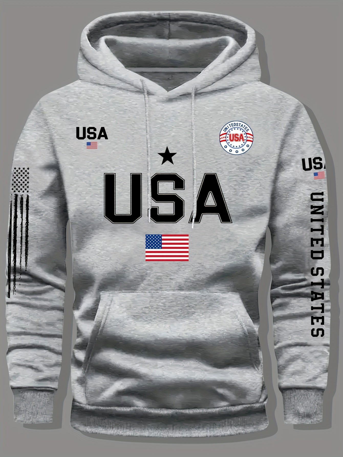 Fleece Hoodie Featuring a USA Flag Design