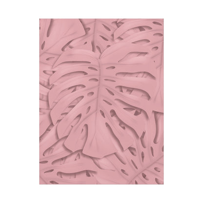 Soft Pink Monstera Canvas Print – Botanical Wall Art