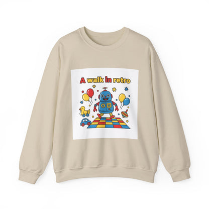 Retro Toy Robot Crewneck Sweatshirt | Throwback Kid, Primary Color Retro