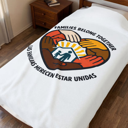 Families Belong Together Velveteen Plush Blanket | family unity, bilingual solidarity