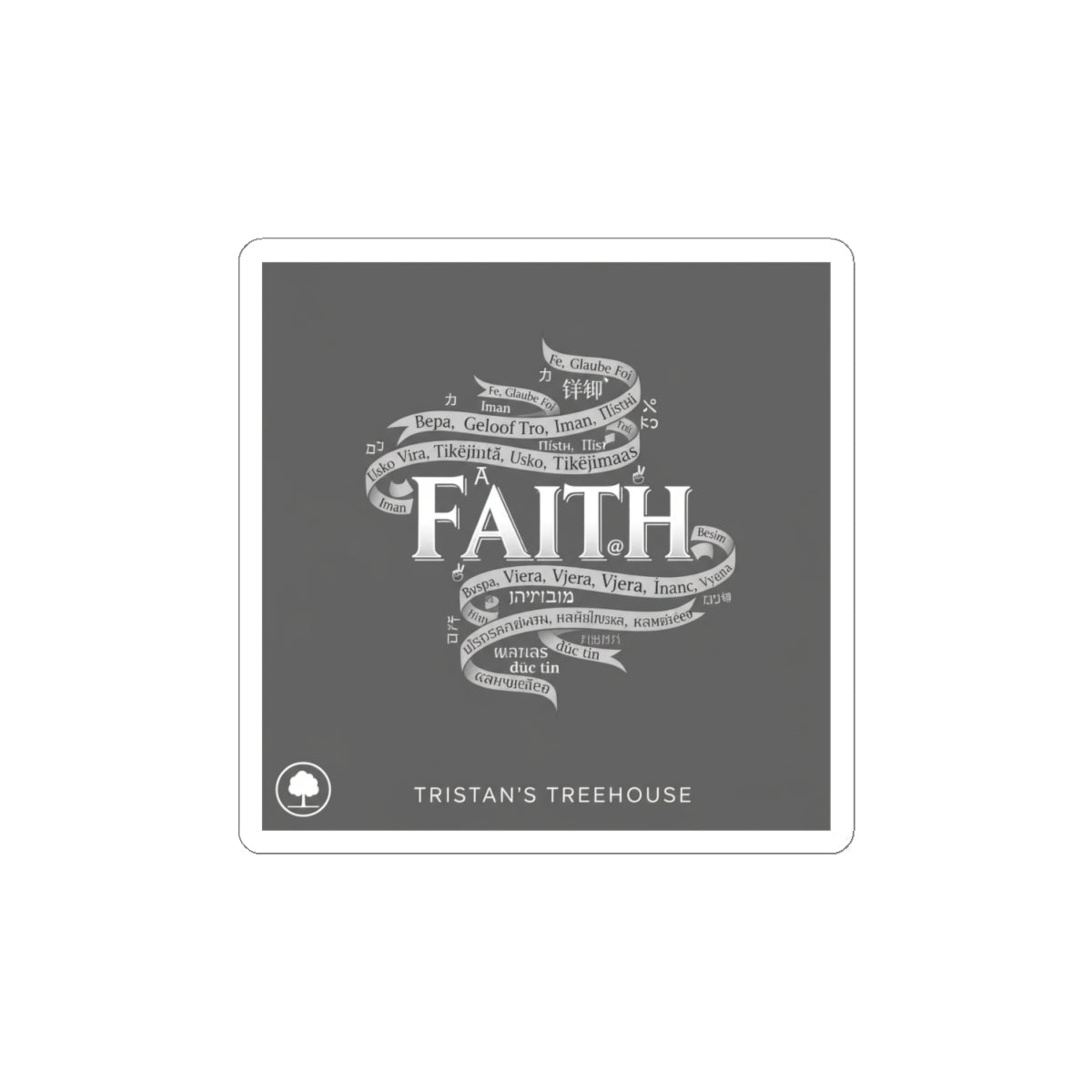 Handwritten 'Faith' Doodle Sticker | Sketch Aesthetic, Monochrome