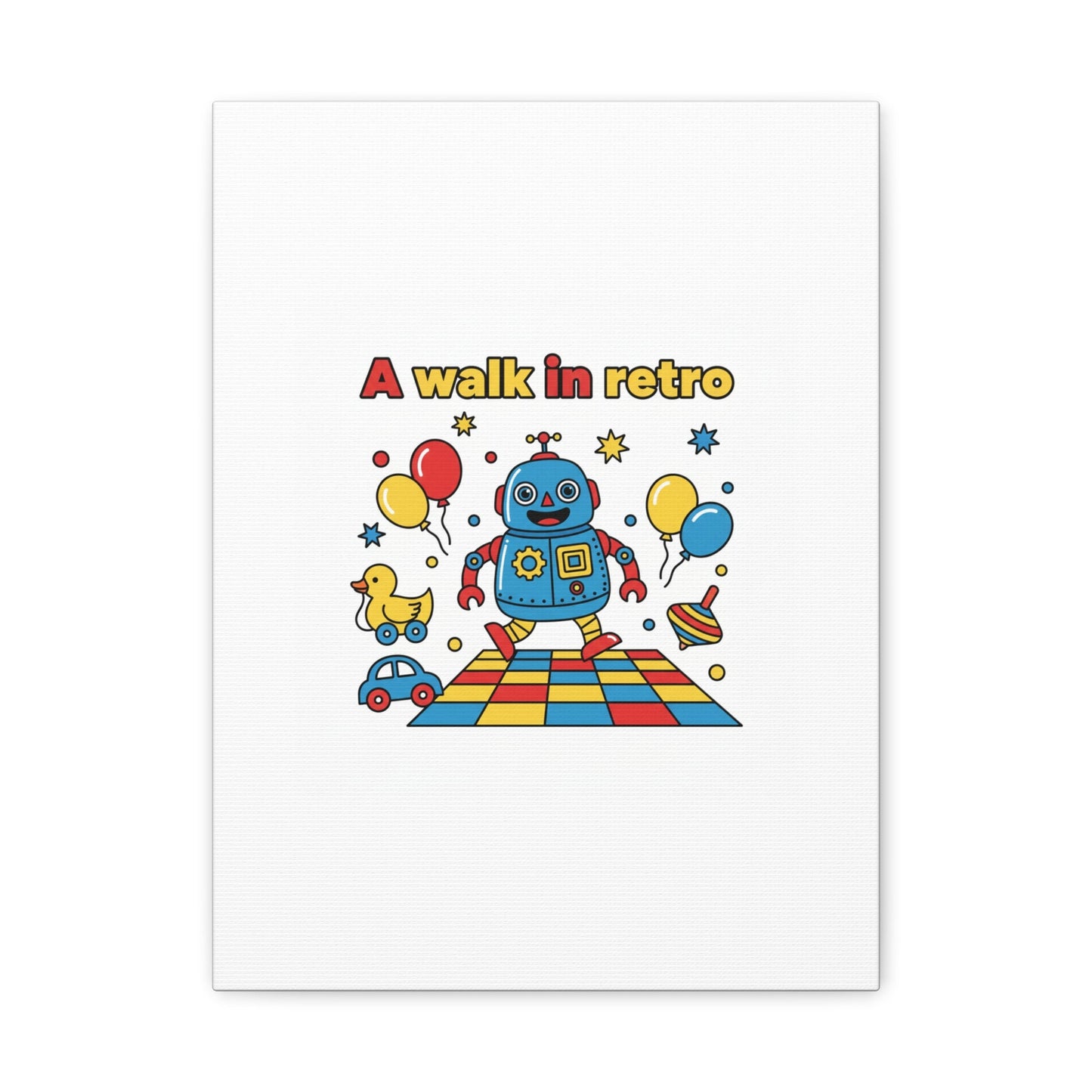 Retro Toy Robot Canvas | Throwback Kid, Primary Color Nostalgia