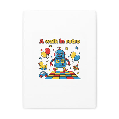 Retro Toy Robot Canvas | Throwback Kid, Primary Color Nostalgia