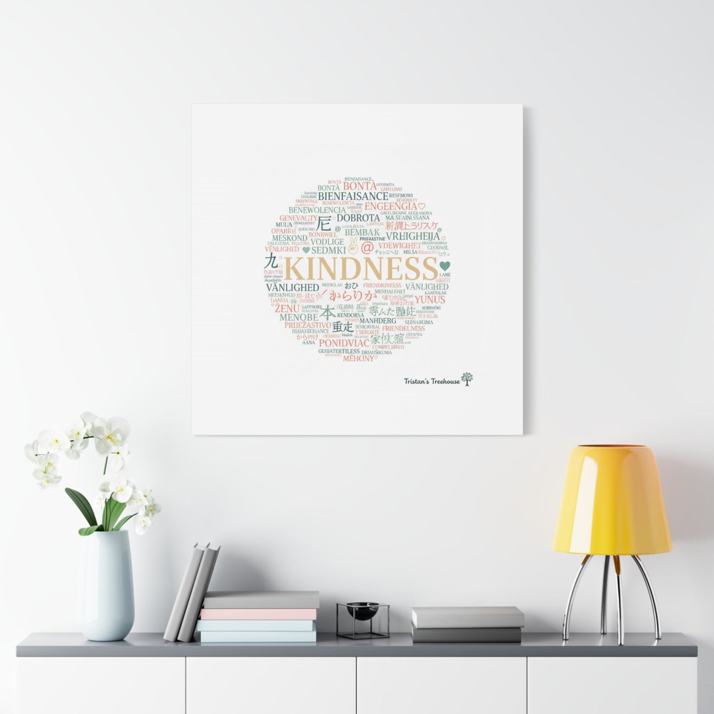 Kindness Word Cloud Canvas | Fresh Start Minimalist Wall Art