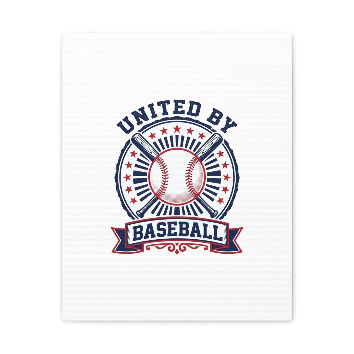 United by Baseball Canvas | Patriotic Baseball Graphic, Red White Blue Wall Art