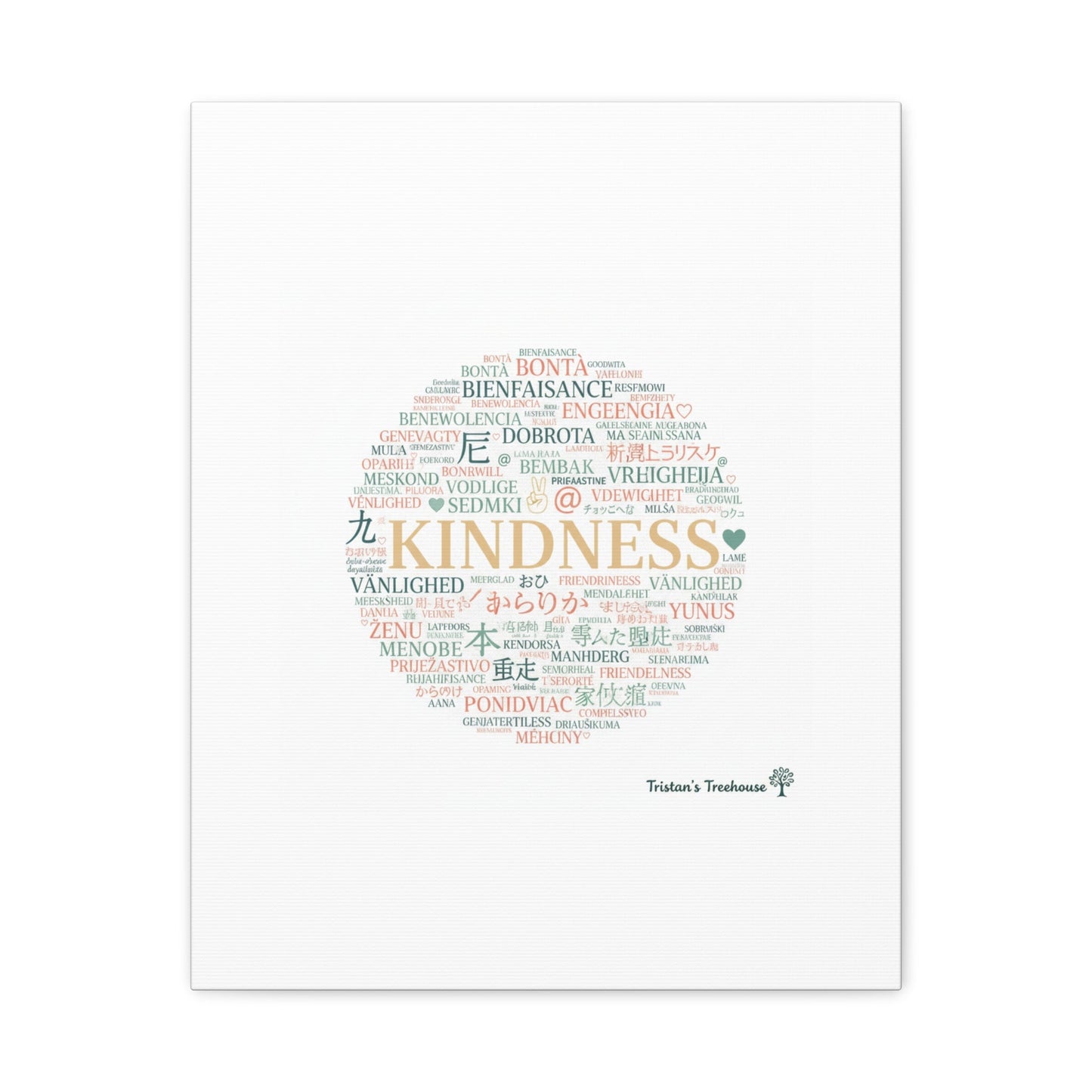 Kindness Word Cloud Canvas | Fresh Start Minimalist Wall Art