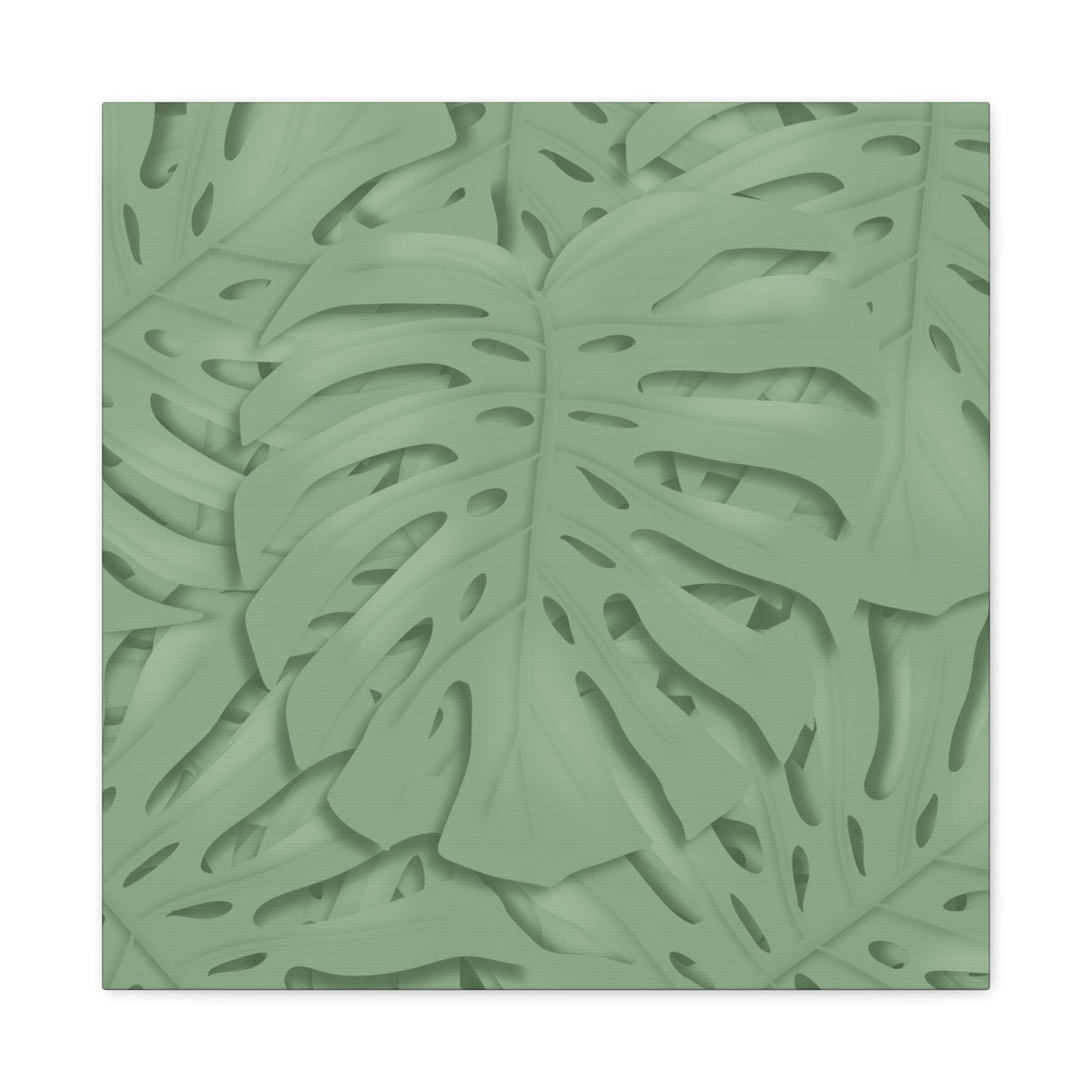 Sage Green Monstera Canvas Print – Botanical Wall Art
