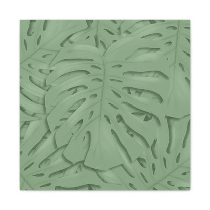 Sage Green Monstera Canvas Print – Botanical Wall Art