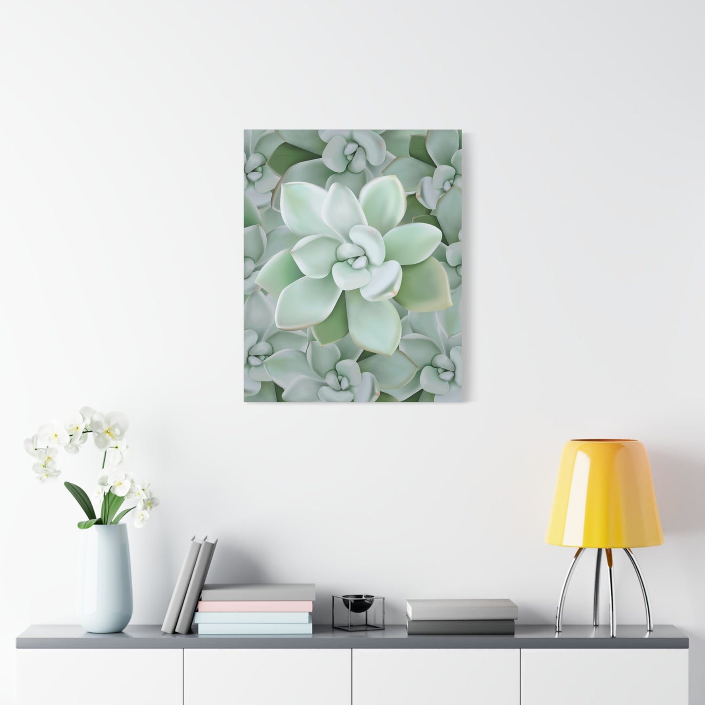 Pachyveria Haagei Succulent Pattern Canvas Print – Botanical Wall Art