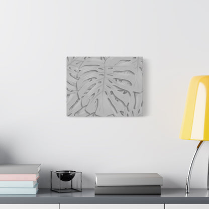 Soft Grey Monstera Canvas Print – Botanical Wall Art