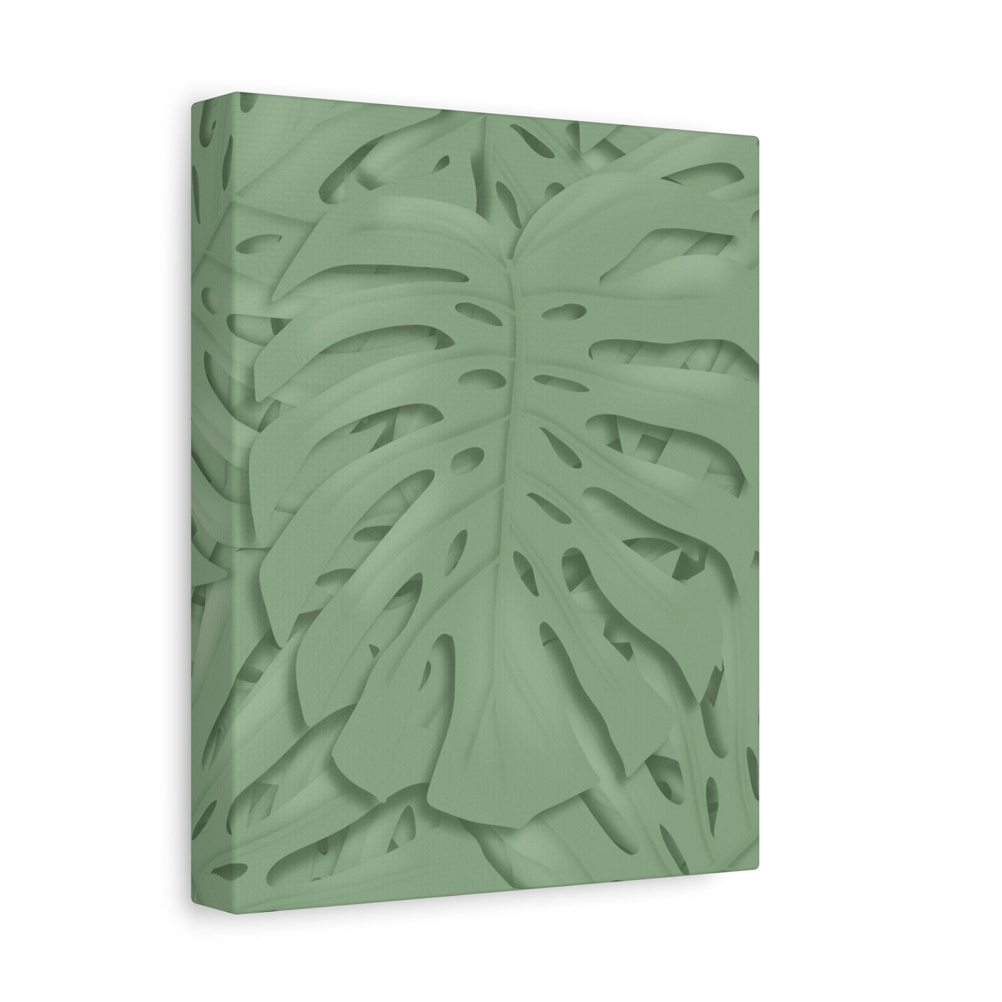 Sage Green Monstera Canvas Print – Botanical Wall Art