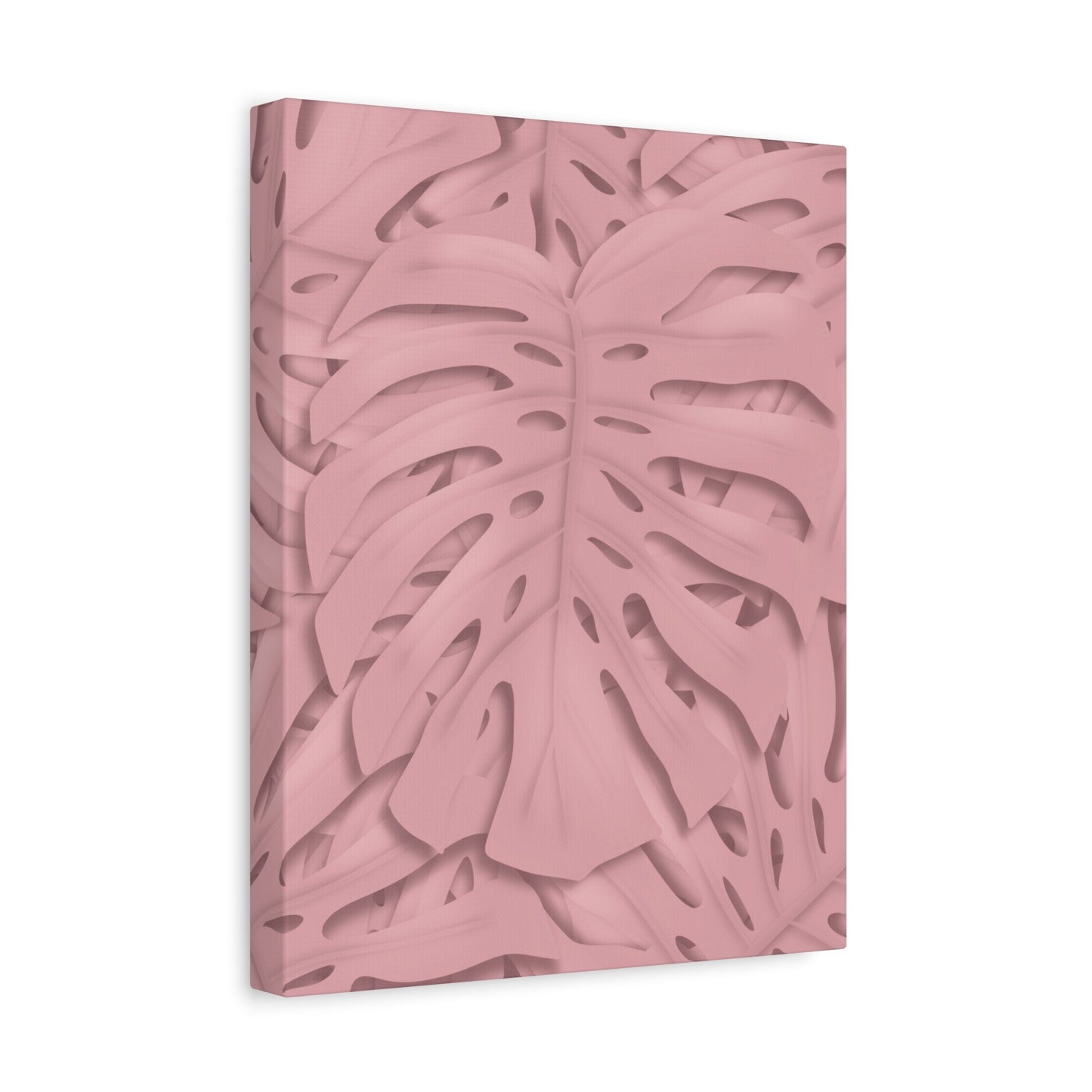 Soft Pink Monstera Canvas Print – Botanical Wall Art