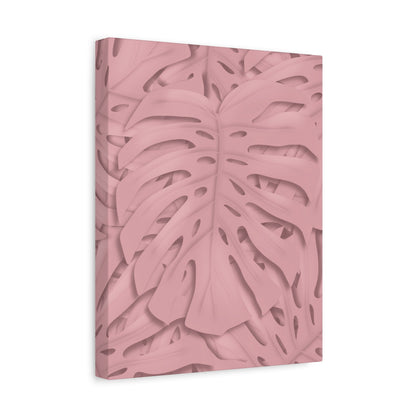 Soft Pink Monstera Canvas Print – Botanical Wall Art