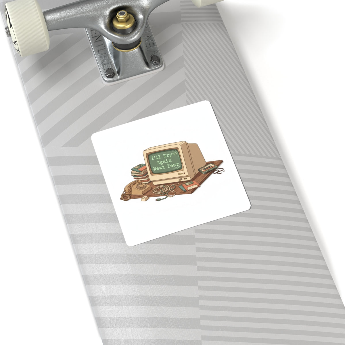 I'll Try Again Next Year Sticker | Resolution Skeptic, Retro Computer Humor