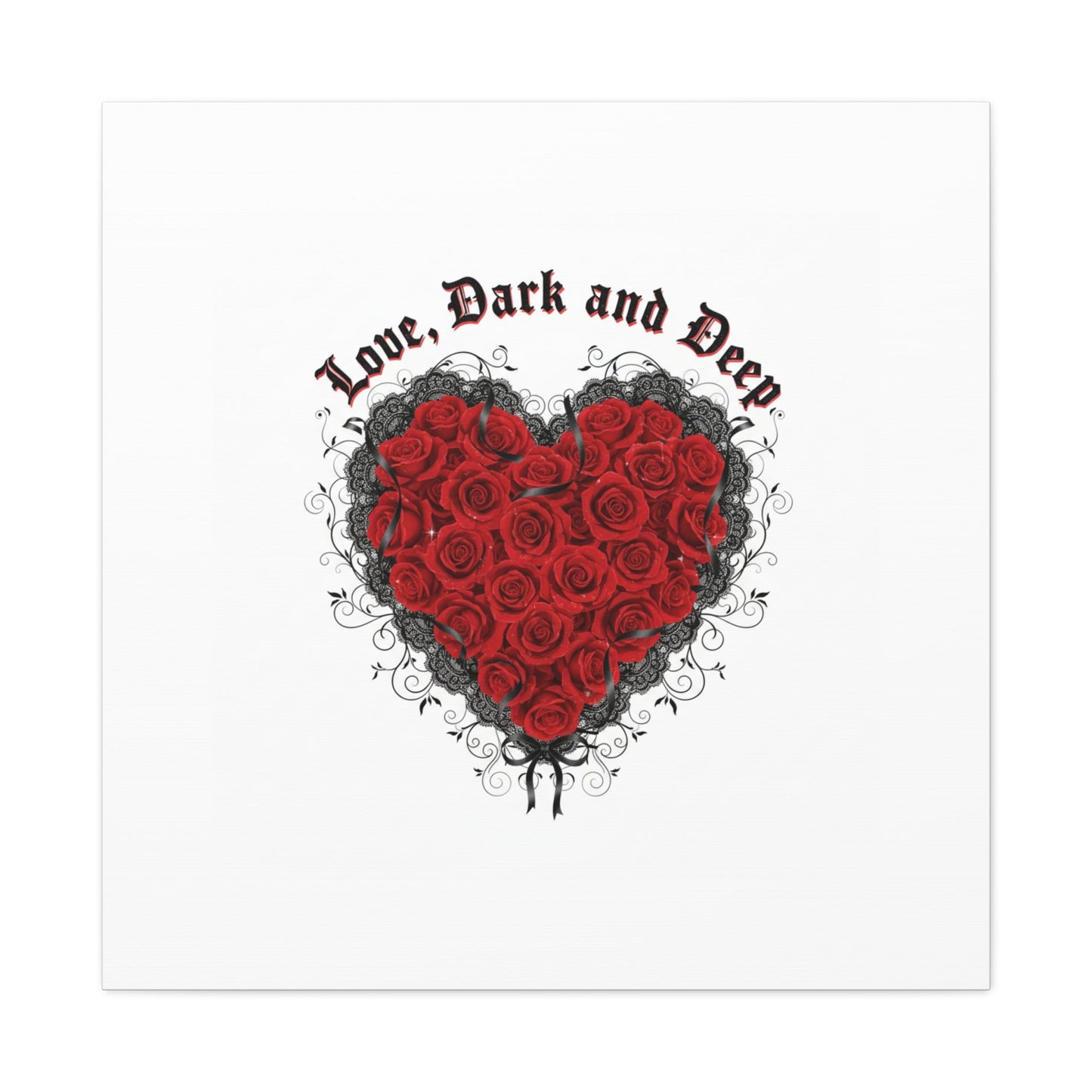 Love Dark and Deep Heart Canvas, Nu Romantic Gothic Romance, 80s Nostalgia