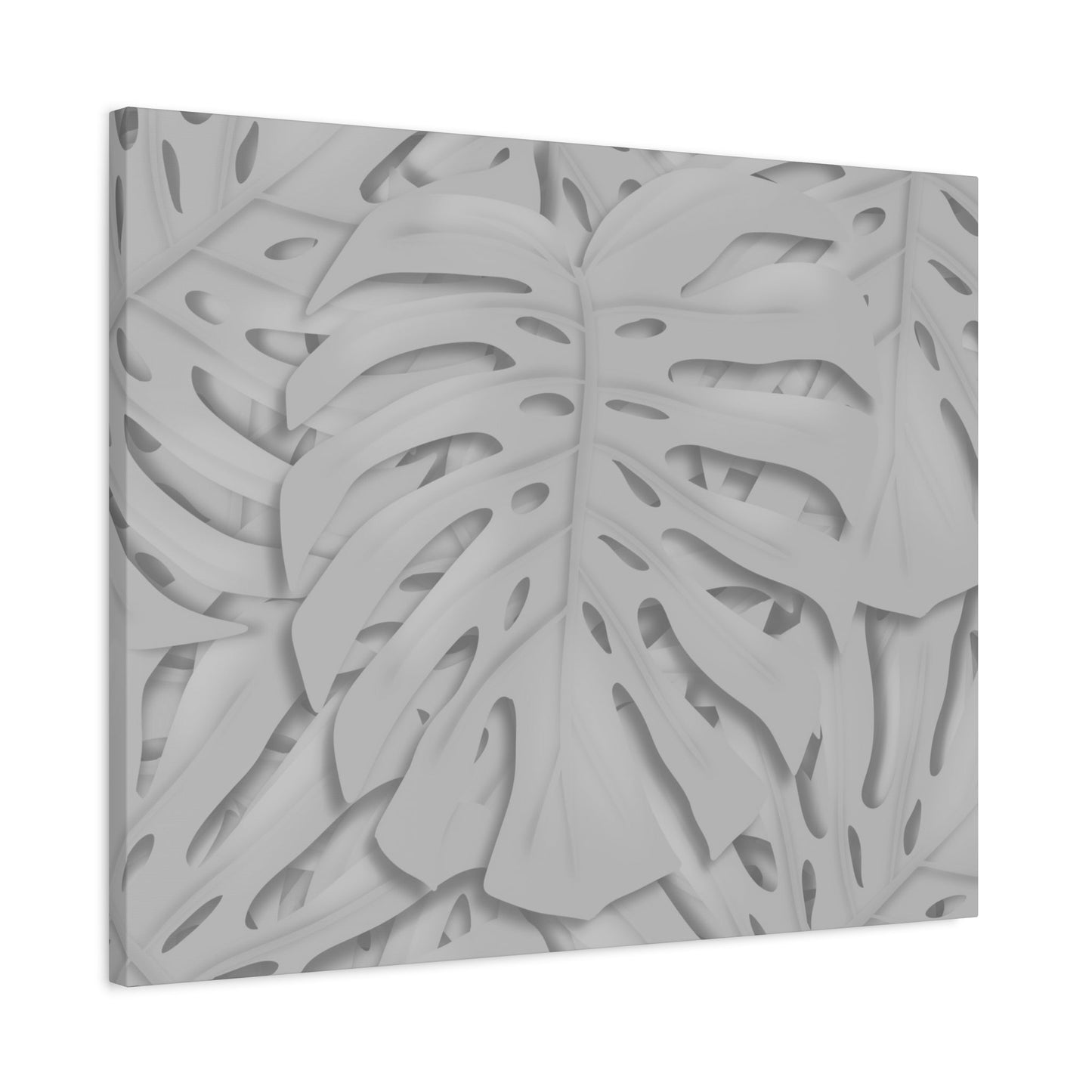 Soft Grey Monstera Canvas Print – Botanical Wall Art