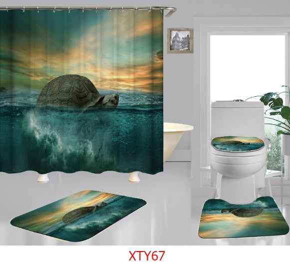 Ocean digital printing shower curtain