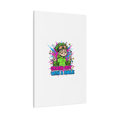 Crash Out With a Smile Canvas Print | Neon Skate Graffiti, Meme Meltdown Art