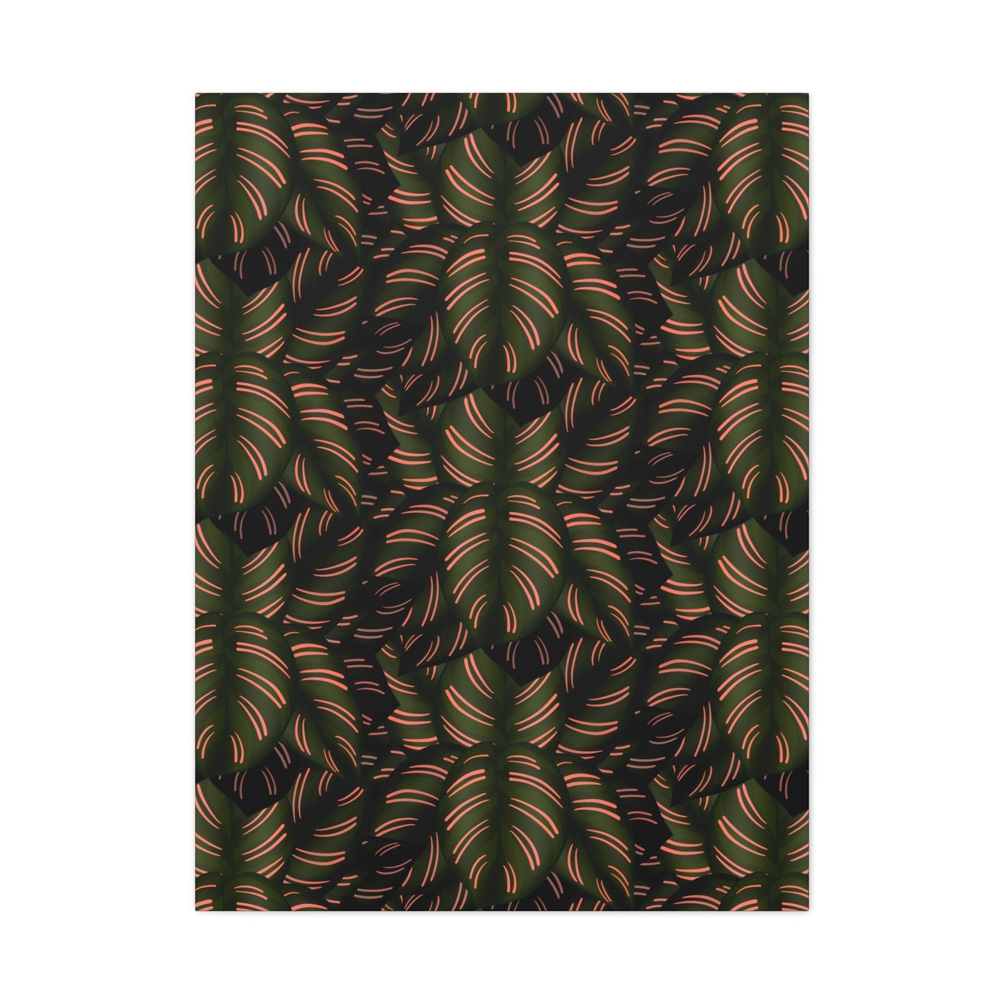 Calathea Pinstripe Pattern Canvas Print – Botanical Wall Art