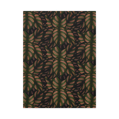 Calathea Pinstripe Pattern Canvas Print – Botanical Wall Art