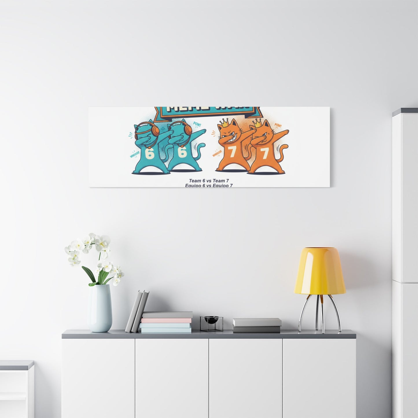 Meme War: Six vs. Seven Canvas Wall Art