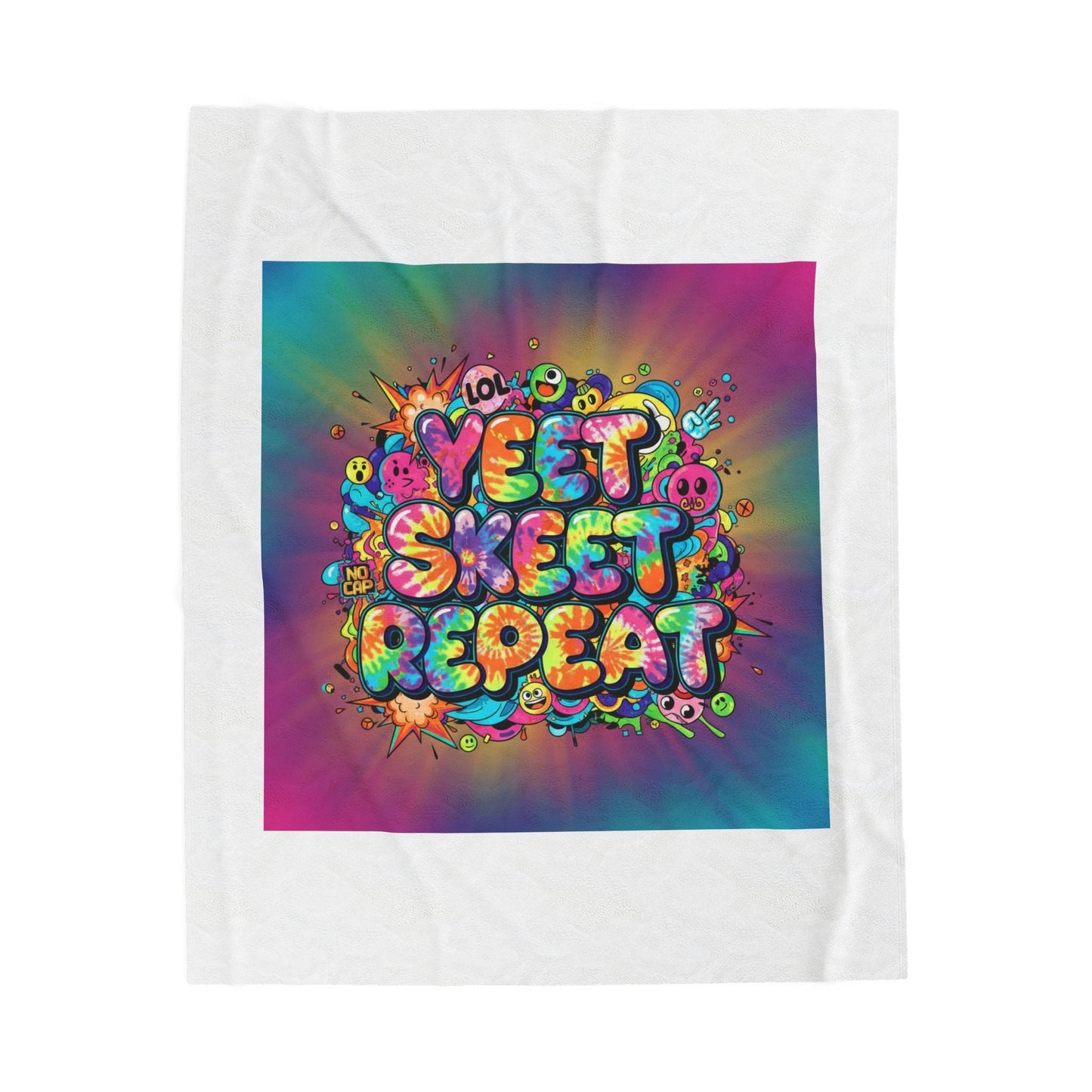Yeet Skeet Repeat Velveteen Blanket | Slogan & Glitch Graphic