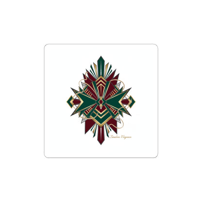 Art Deco Geometric Fan Kiss-Cut Stickers | Metallic Brass Chrome Motif
