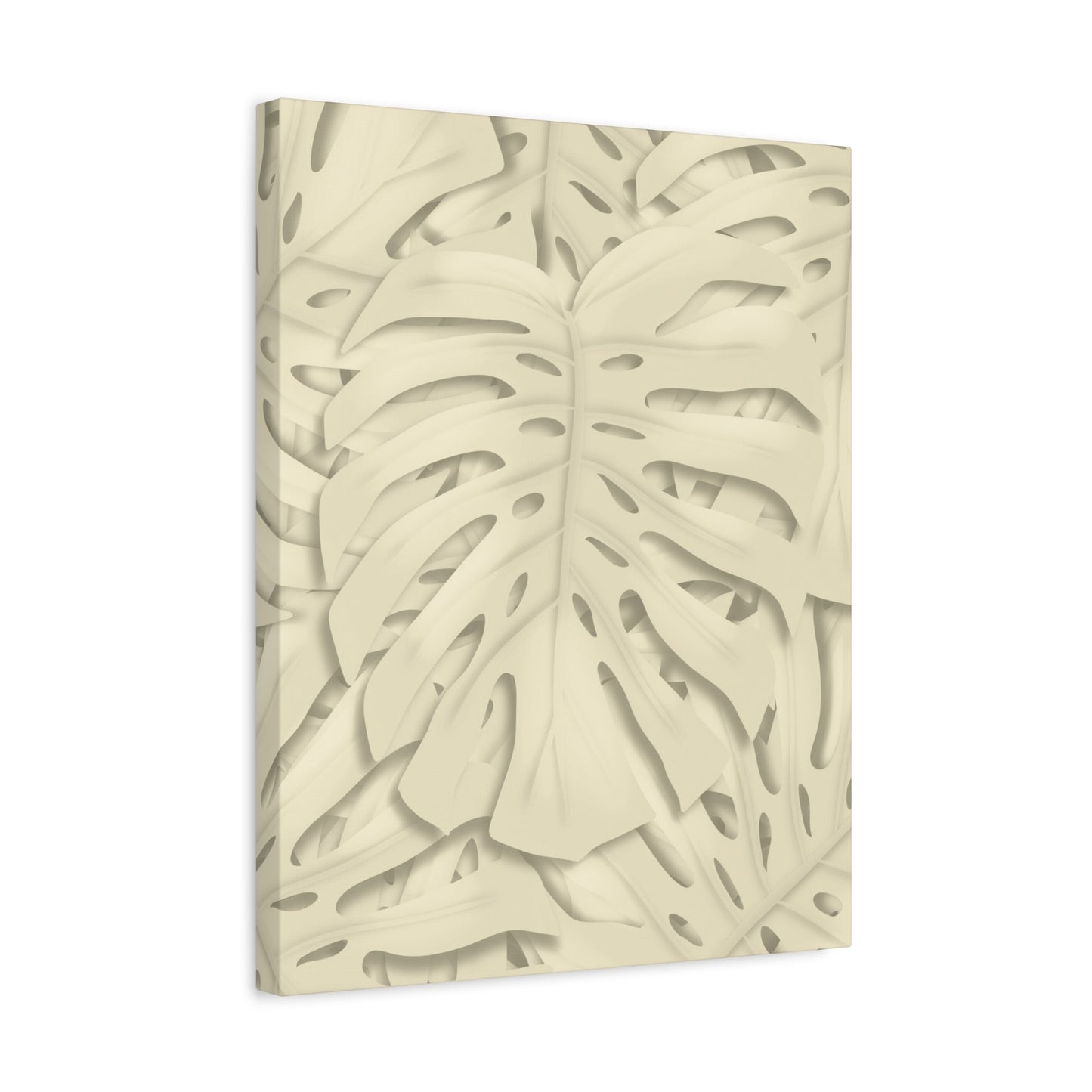 Beige Monstera Canvas Print – Botanical Wall Art