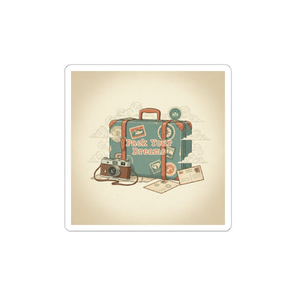 Pack Your Dreams suitcase sticker | retro travel stamp, postcard vintage