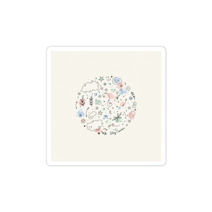 Hand-Drawn Doodle Circle Sticker | Minimal Line Sketch, Pastel Accents