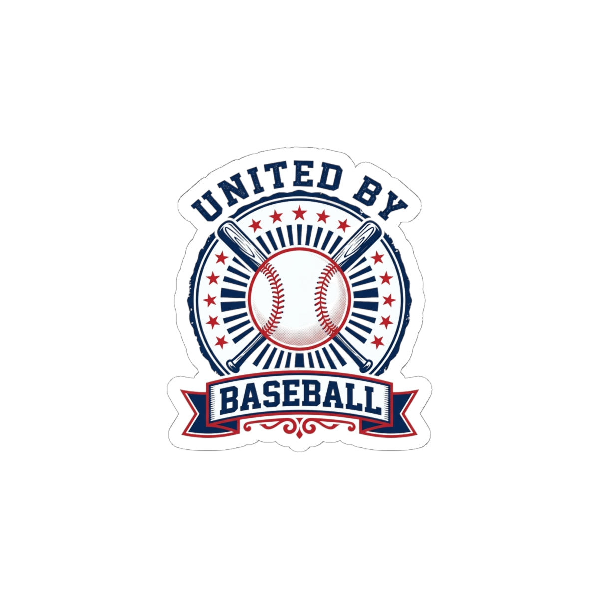 United By Baseball Kiss-Cut Stickers | Patriotic Baseball Graphic, Red White Blue
