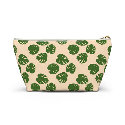 Monstera Pattern Accessory Pouch – Makeup Bag With T-Bottom