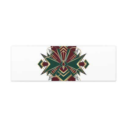 Art Deco geometric brass print Canvas | Neo-Deco chrome & gold fan motif