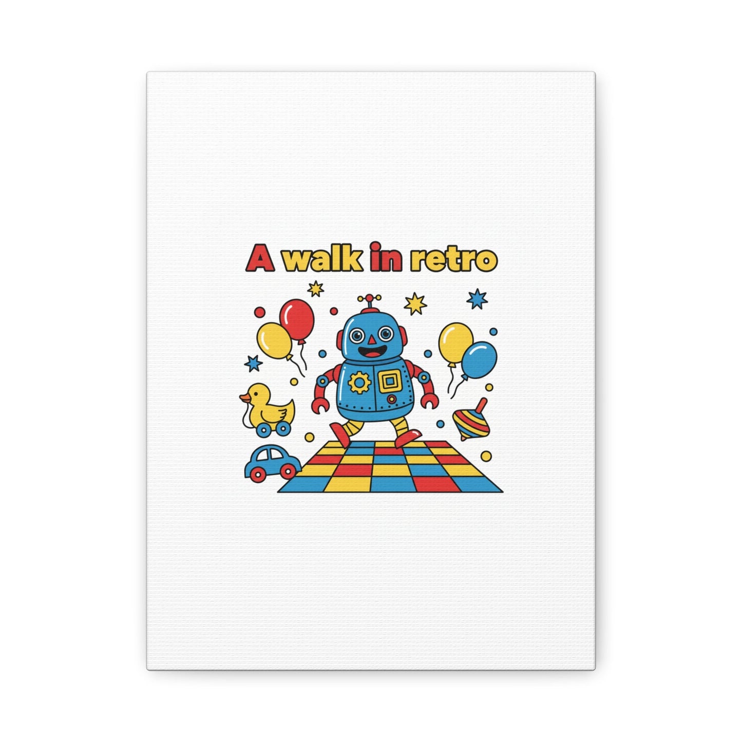 Retro Toy Robot Canvas | Throwback Kid, Primary Color Nostalgia