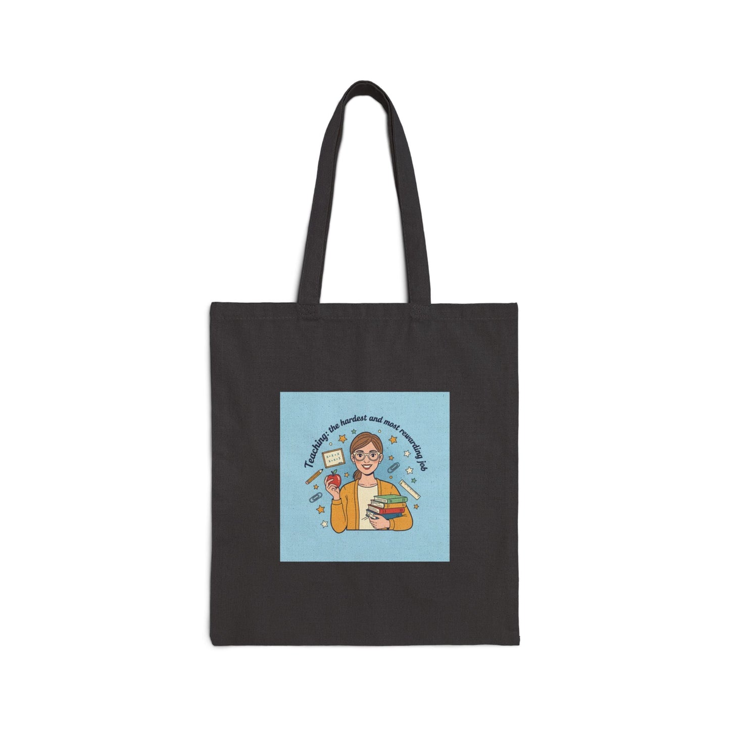 Teacher Life Illustration Tote | Classroom Pride, School Humor Cotton Canvas