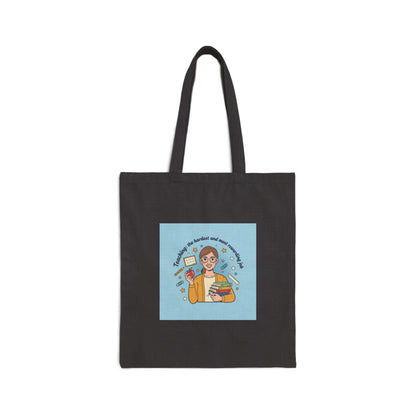 Teacher Life Illustration Tote | Classroom Pride, School Humor Cotton Canvas
