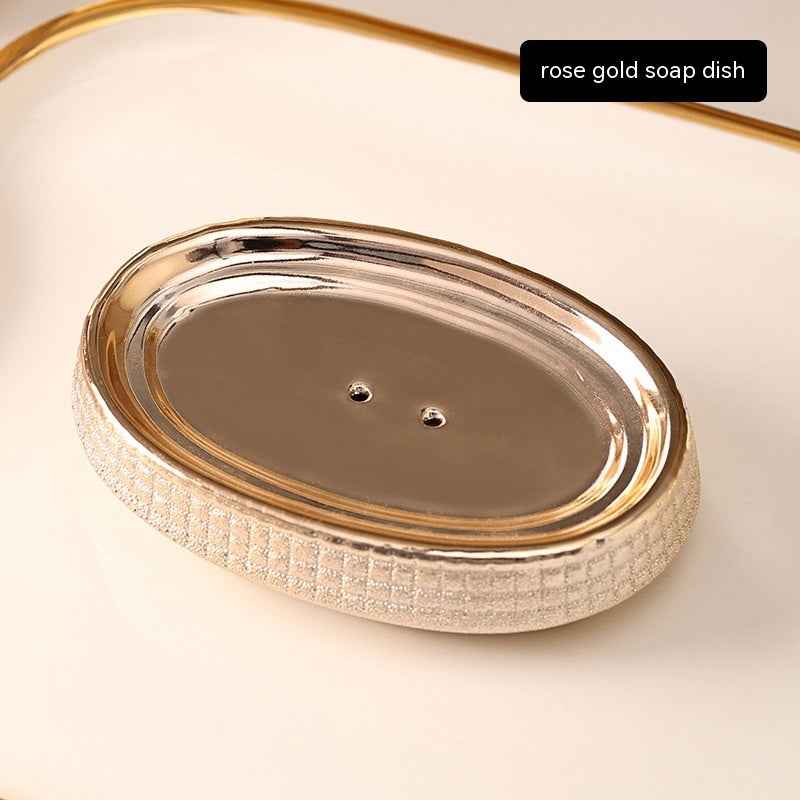 Home Bathroom Rose Gold Ceramic Cleaning Kit