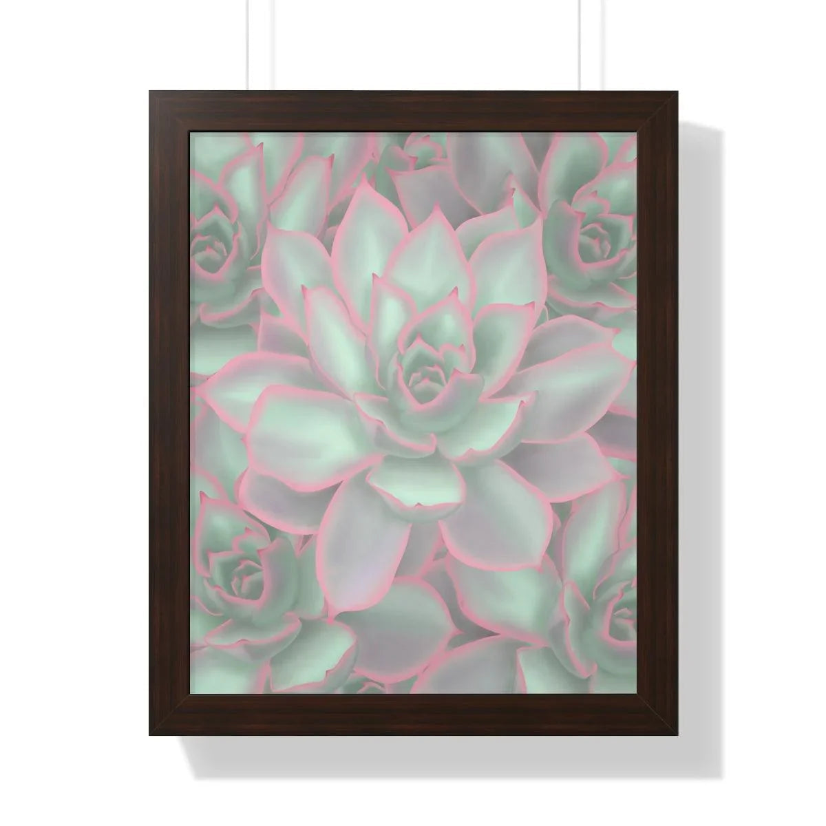Echeveria Violet Queen Succulent Pattern Framed Print – Botanical Wall Art