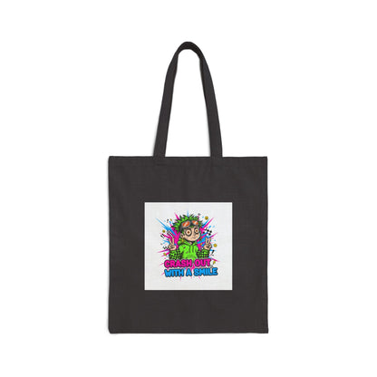 Crash Out Warning Tote | neon graffiti meltdown, skate streetwear