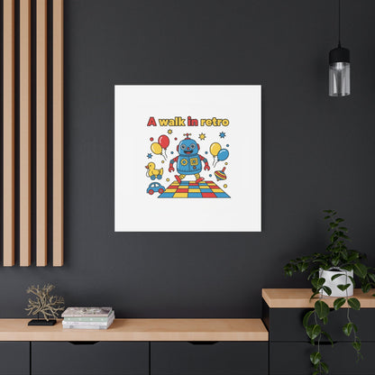 Retro Toy Robot Canvas | Throwback Kid, Primary Color Nostalgia