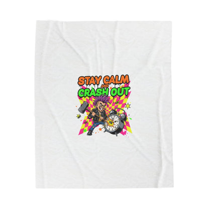 Stay Calm Crash Out Velveteen Blanket | neon skate graffiti, meltdown design