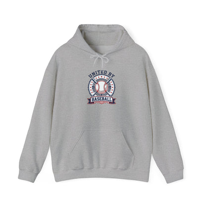 United by Baseball Hoodie | patriotic baseball graphic, vintage ballpark aesthetic