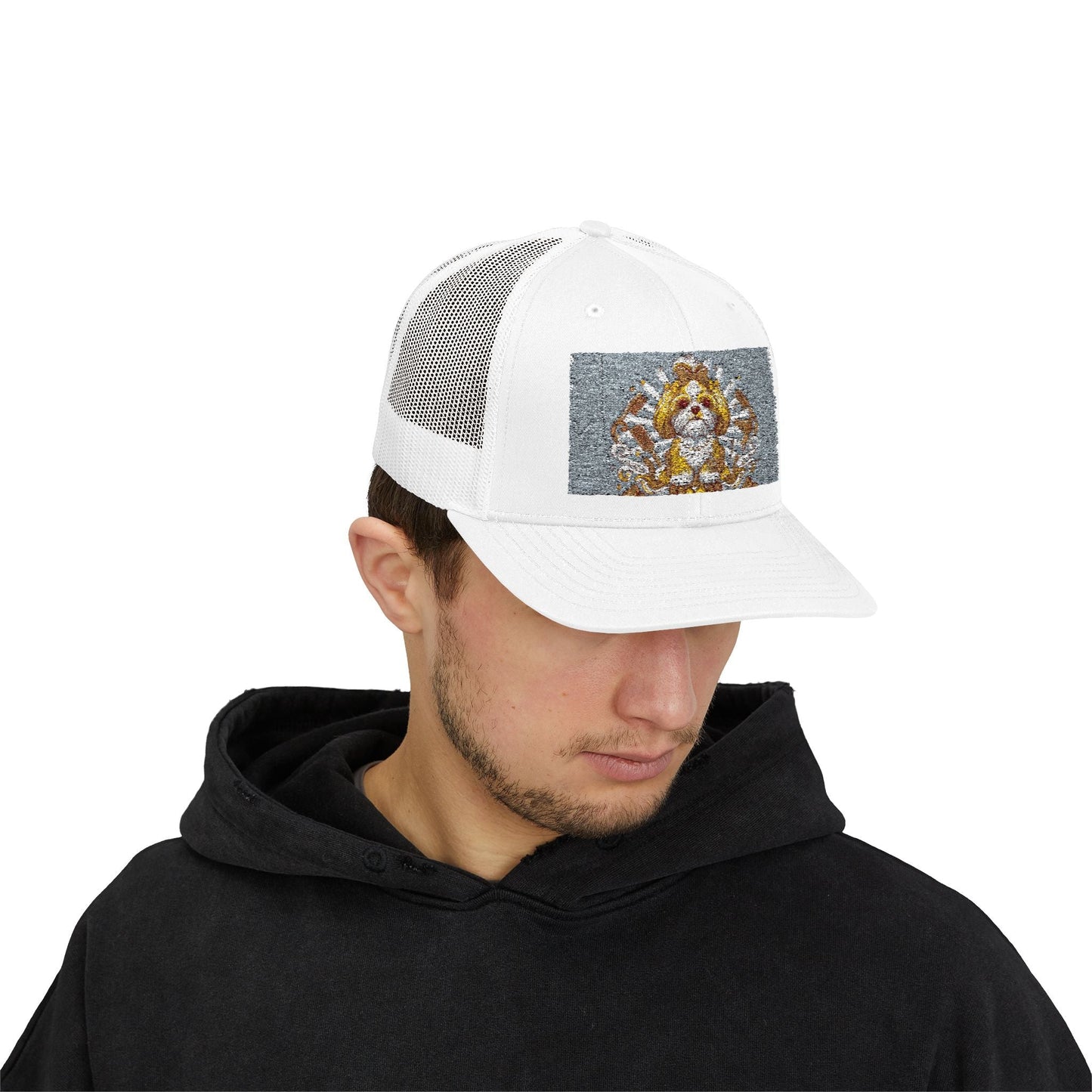 Trucker Cap — Gold Floral Mandala Patch Snapback