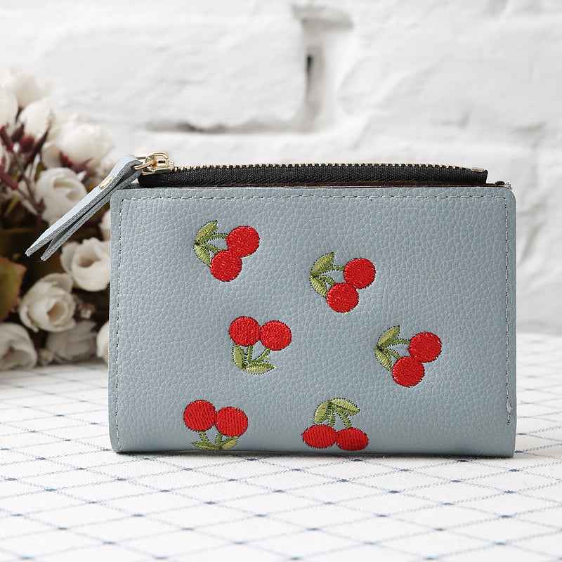 Cherry embroidery coin purse