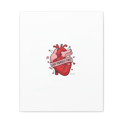 Love Yourself First Canvas, Hearts-with-a-Twist, Anti-Valentine Art