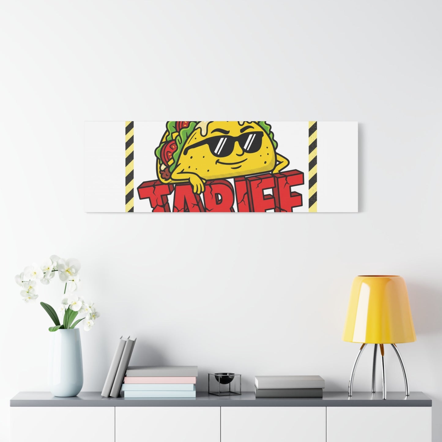 No Taco Tariffs Canvas | political taco pun, tariff backtrack protest typography