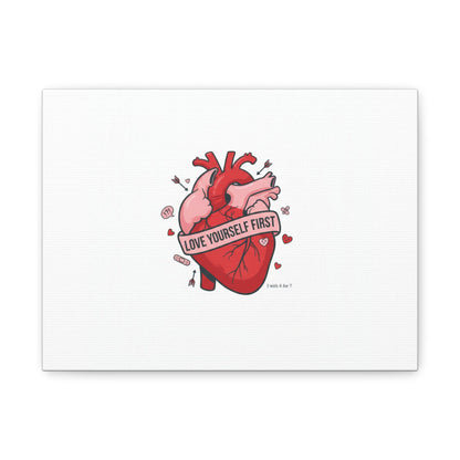 Love Yourself First Canvas, Hearts-with-a-Twist, Anti-Valentine Art
