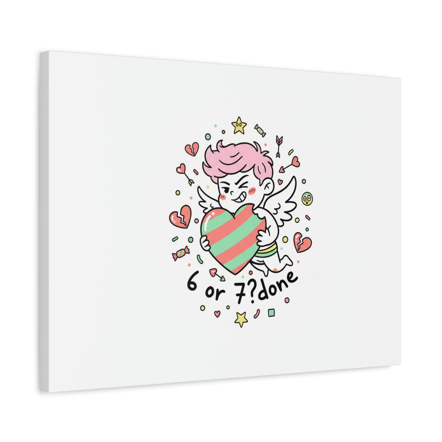 Weird Cupid heart illustration Canvas | Weird Valentine, quirky chaotic love