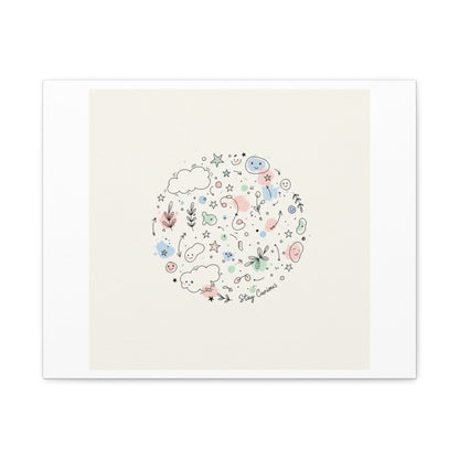 Doodle Circle Line Drawing Matte Canvas, Hand-Drawn Sketch Art