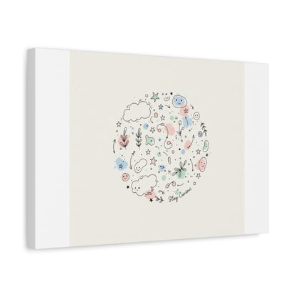 Doodle Circle Line Drawing Matte Canvas, Hand-Drawn Sketch Art
